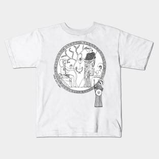 Greek Myth Comix - Athene and Heracles roundel Kids T-Shirt